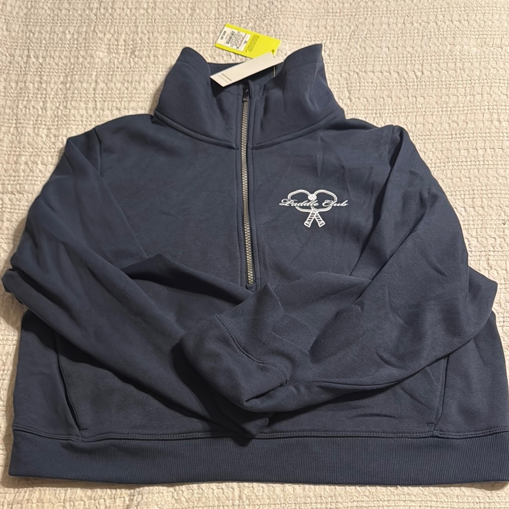 All In motion Paddle Club Half Zip Pullover Blue Cropped Fleece Sweater